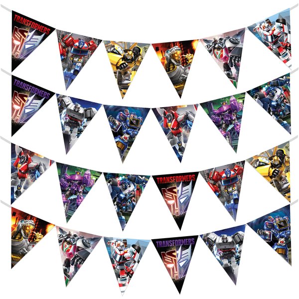 Treasures Gifted Officially Licensed Transformers Birthday Banner Pennants 2 Pack - Transformers Birthday Party Supplies - Transformers Banner - Transformers Birthday Decorations