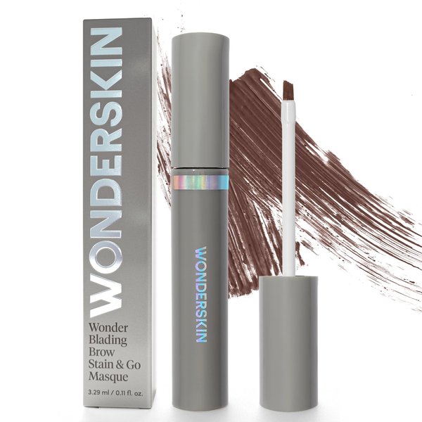 Wonderskin Wonder Blading Brow Stain & Go Masque, Long Lasting Brow Stain, Transfer Proof Brow Tint, Smudge Proof Eyebrow Stain (Dark Brunette)