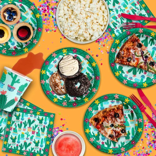 Cactus Birthday Party Supplies Set Plates Napkins Cups Tableware Kit for 16