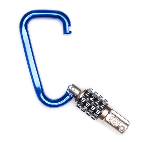 EyezOff 3.5" Carabiner Aluminum Multi Purpose Lock 4-Dial Combination D-Shape (Blue)