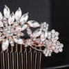 Hapibuy Rose Gold Clear Crystal Bridal Wedding Hair Comb Wedding Headpiece Hair Pins