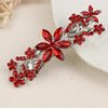 Crystal Hair Barrettes, Rhinestone Flower Hairpins Hair Clips, Sparkly Austrian Hairgrip Hair Headwear Accessories for Women Girls (Red)
