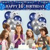 Blue 10th Birthday Decorations for Boys Girls, Navy Blue Silver Happy 10th Birthday Banner and 10th Birthday Balloons for 10th Birthday Anniversary Party Supplies, Tenth Year Old Party Decorations