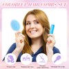 12 Pack Wet Small Hair Brush Hair Combs Set, 6 Detangler Mini Hair Brush Detangling Travel Hair Brush 6 Plastic Fine Wide Hair Combs for Women Men Kids Toddler Girls Baby Curly Hair (Bright Color)