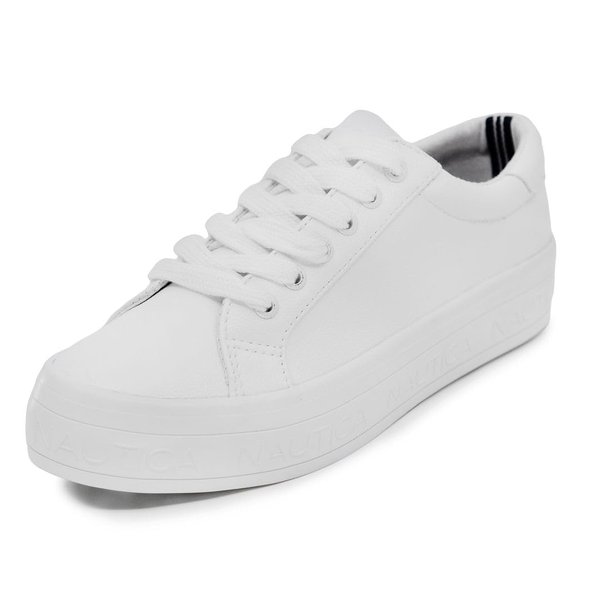 Nautica Women Fashion Sneaker Lace-Up Tennis Casual Shoes for Ladies-Aelisa-White-Size 8