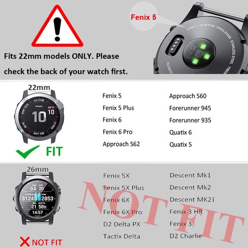 ANCOOL for Fenix 5/Fenix 6/Fenix 7 Band 22mm Silicone Watch Band for Fenix 5 Plus/Fenix 6 Pro/Fenix 7 Pro/Forerunner 935(Grey)
