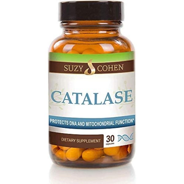 Suzy Cohen Catalase 12,500 Catu Dietary Supplement, Liver Enzyme, Neutralize Hydrogen Peroxide, Supports Healthy Skin, Hair, Blood, Cholesterol, 30 DR Caps
