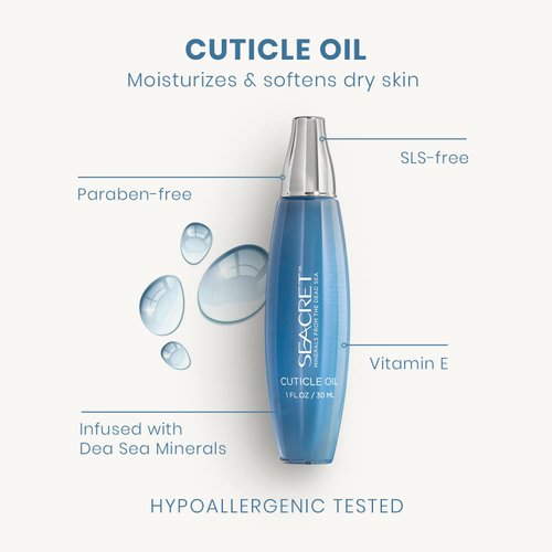 SEACRET Cuticle Oil - Nail Cuticle Oil Infused with Dead Sea Minerals, Vitamin E, Jojoba & Calendula Oils, SLS Free, Paraben Free, Hypoallergenic Tested, 1 FL.OZ.
