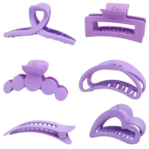 YOOOYOOO Purple Hair Claw Clips, Light Lightweight Strong Hold Nonslip Matte Clips for Thick, Thin & Curly Hair, 90's Vintage Jaw Clips for Women & Girls (TYPE32)