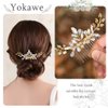 Yokawe Bridal Wedding Hair Comb Gold Rhinestone Bride Side Combs Crystal Hair Accessories for Women and Girls