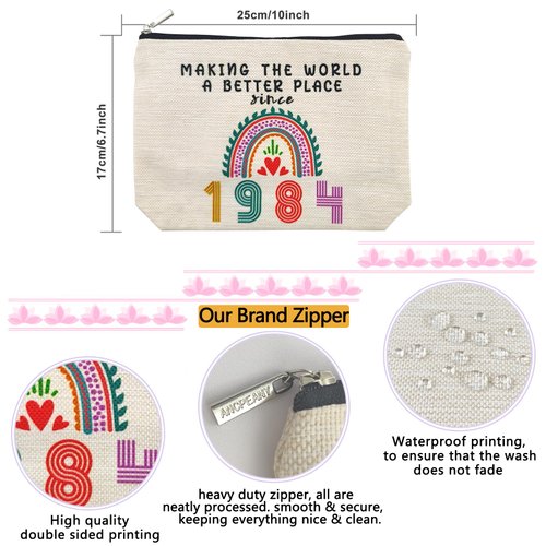40th Birthday Gifts for Women, Her, 40th Birthday Decorations Makeup Bags, 1984 Anniversary 40 Year Old Gift Ideas for Mom, Wife, Sister, Best Friends, Mothers Day, Christmas Small Cosmetic Travel Bag