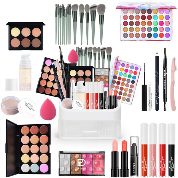 MKNZOME All in One Makeup Kit for Women Full Kit, Travel Make Up Gift Sets Including Makeup Organizer Eye Shadow Eyeliner Lipstick Mascara Powder Puff Brushes and etc For Women Girls Teens