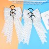 DEEKA 12 PCS Glitter Collegiate Style Cheer Bows Long Tail Full Rhinestones Skinny Shiny Cheer Bow Ponytail Holder Handmade Bows for Girls Teens Cheerleader Sports -White