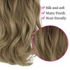 OMGREAET Brown Ombre Hair Extensions Light Brown to Light Blonde Wavy Curly Synthetic Hair Piece Invisible Wire Long 18Inch 4.2 Oz for Women Heat Friendly Fiber No Clip
