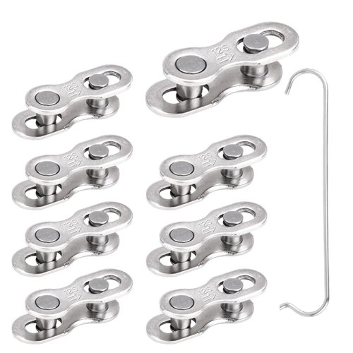 TWZKXC 8 Pair of 12 Speed Bike Chain Quick Link, Bicycle Missing Link, Chain Reusable Steel Bike Chain Link for Mountain Road Bicycle Chain Magic Buckle(Silver, 12 Speed, 8 Pairs)