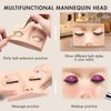 Embagol Double Layer Lash Mannequin Head with 2 Layers Replaced Eyelids Makeup for Training Head Removable Realistic Eyelids Eyelash Replaced Eyelids Soft-Touch Rubbe (1 +3 Pairs Replaced Eyelids)