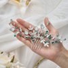 Easedaily Rhinestone Bride Wedding Hair Comb Silver Leaf Crystal Bridal Hair Piece Flower Hair Accessories for Women and Girls
