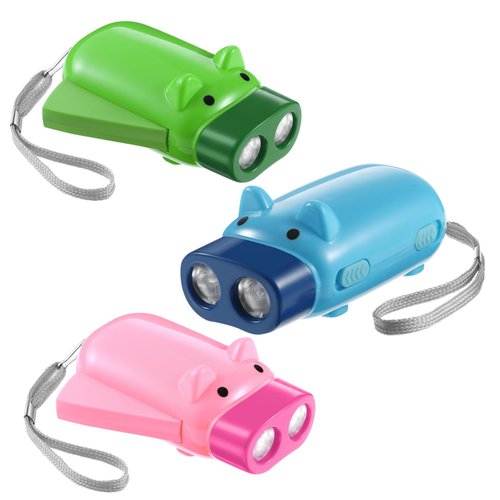 jojofuny 3pcs Cartoon Flashlight with Cute Pig Pattern Easy Hand Pressing Design Lightweight and Compression Resistant for Outdoor Use Random Color