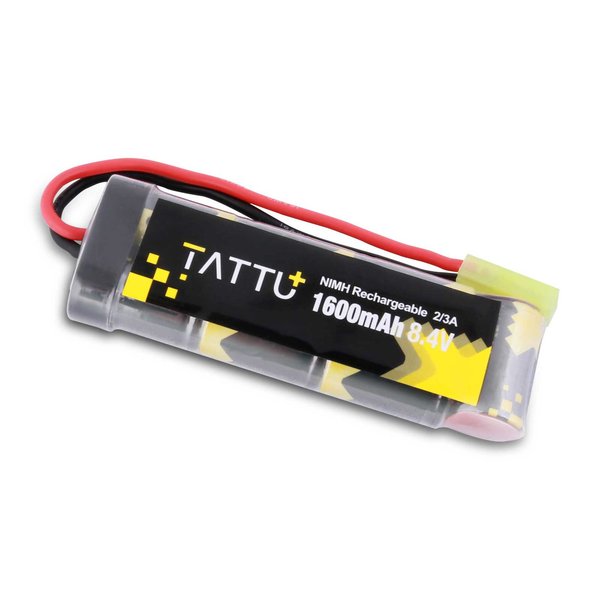 TATTU 8.4V 1600mAh NiMH Flat Battery Pack with Mini TMY Female Connector Assembled with 16G Wire