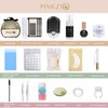 Professional 3D Faux Lash Extensions Kit - PINKZIO Eyelash Extension Supplies with Semi-Permanent Lash Extension Glue, Lash Remover, Precision Tweezer, Mascara Wand and Classic Lashes,White