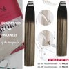 Moresoo Tape in Hair Extensions Ombre Human Hair Tape in Extensions Balayage Off Black to Brown Mix with Blonde Tape in Real Hair Extensions Human Hair Balayage Tape ins 18 Inch #1B/3/27 20pcs 50g