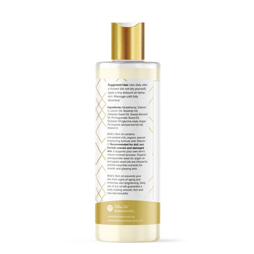Belle's Skin - Brightening & Nourishing Body Oil | Vitamin A, C & E | Moisturize, Brighten and Even Skin Tone