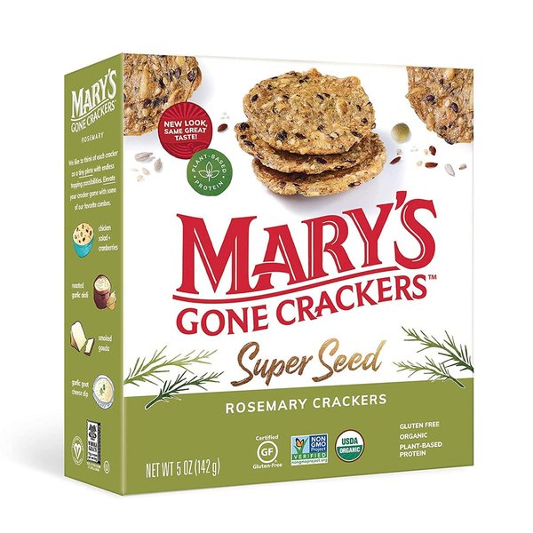 Mary's Gone Crackers Super Seed Crackers, Organic Plant Based Protein, Gluten Free, Rosemary, 5 Ounce (Pack of 1)