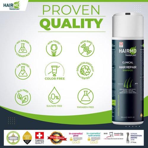 HairMD Transplant Clinical Repair Shampoo - 250ml Biotin Shampoo for Hair Growth - Advanced Regrowth Formula - Protects Post-Transplant Scalp - Reduces Itching and Redness - Prevents Hair Loss
