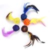 Ichiias 5 pcs/Set Cat Toy Colorful Kitten Plush Rattan Balls with Feather Ring Bell