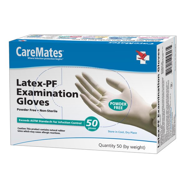 CareMates Latex Medical Exam Gloves, Powder Free, Extra Strong 5 Mil Thick, Superior Medical Grade, Exceeds ASTM Standards, First Aid, Food Safe, Comfortable Fit, Medium, 50-Count