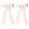 2PCS Silky Satin Hair Bows Hair Clip Beige Hair Ribbon Ponytail Holder Accessories Slides Metal Clips Hair Bow for Women Girls Toddlers Teens Kids