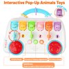 Interactive Pop Up Animal Toys with Music & Light, Toddlers Montessori Early Learning Activity 6-9-12-18 Months Baby Sensory Toy for 1 Year Old Boy Girl Age 2-4 Cause and Effect Toys (Blue)