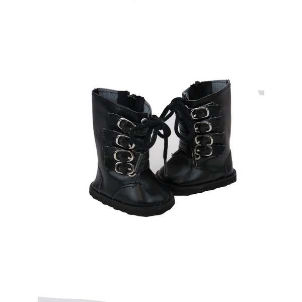 American Fashion World Boy's Black Buckle Boots for 18-Inch Dolls | Premium Quality & Trendy Design | Dolls Shoes | Shoe Fashion for Dolls for Popular Brands
