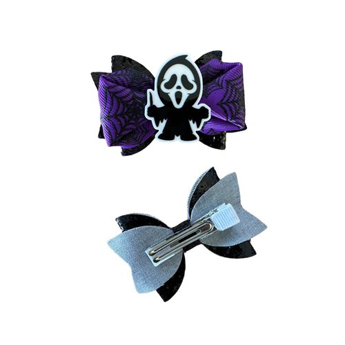 Halloween Purple/Black Glitter Spooky Hair Bow by Inspired Bows