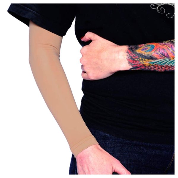 Tat2X Ink Armor Premium Full Arm Tattoo Cover Up Sleeve - No Slip Gripper - U.S. Made - Suntan - XSS (one sleeve)