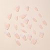 24Pcs Almond Press on Nails French Tip Glue on Nails 3D Bow Pearl Heart Design Medium Length Fake Nails White Nail Tips Glossy Acrylic Press on Nails Cute Stick on Nails for Women Manicure DIY