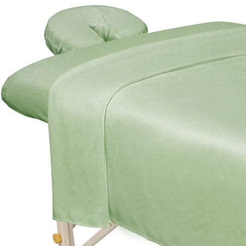 ForPro Professional Collection Premium Microfiber 3-Piece Massage Sheet Set, Sage, Ultra-Light, Stain, and Wrinkle-Resistant Includes Massage Flat and Fitted Sheet and Massage Face Rest Cover