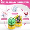 Uiseba Valentines Day Gifts for Kids Classroom/School,24PCS Building Blocks Succulent Plants Kits and Valentines Cards,Toys for 3+ Years Old Girls & Boys