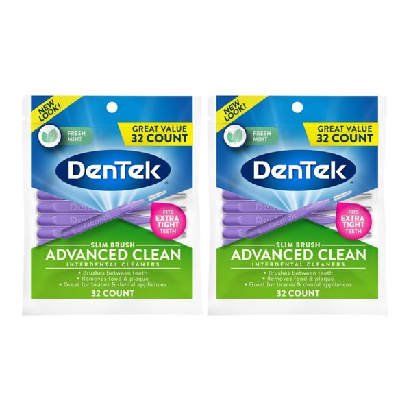DenTek Slim Brush Interdental Cleansers, Extra Tight, Mouthwash Blast, 32 each (Pack of 2)
