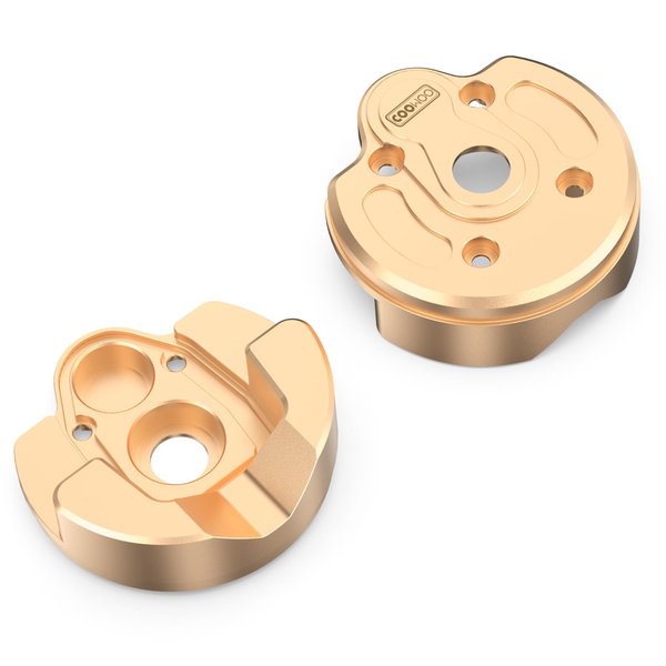 COOWOO Brass RC Portal Covers, 5.92oz Front Rear Outer Portal Covers Upgrade Parts for 1/10 SCX10 III or Capra UTB10 RC Trucks - 44mm Diameter, Set of 2(Golden)
