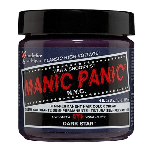 MANIC PANIIC Dark Star Grey Hair Dye - Classic High Voltage Semi Permanent Color Very Deep with Slight Purple Undertones Vegan, PPD & Ammonia-Free For Coloring on Women Men