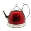 Creative Home Nobili-Tea 1.0 Quart Stainless Steel Tea Kettle with Removable Infuser Basket and Aluminum Capsulated Bottom for Even Heat Distribution, Metallic Cranberry