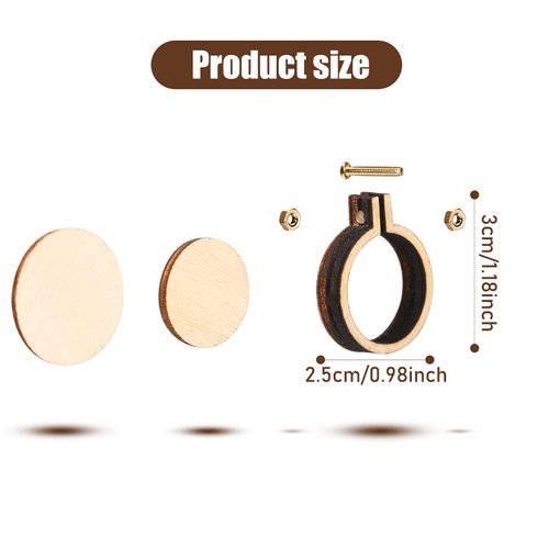 Mini Embroidery Hoop Mini Wood Hoop Ring Wooden Round Crossing Stitch Hoop Small Display Frame Circle for DIY Pendant Embroidery Frame Craft (1.2 x 1 Inch, 20 Pieces)