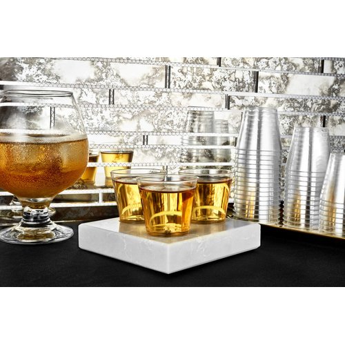 Hanna K. Signature 100 Count Shot Glasses Premium Clear Hard Plastic 1oz Disposable Cups, Ideal for Jello Shots, Wine Tasting, Condiments, Sauce, Dipping, Samples