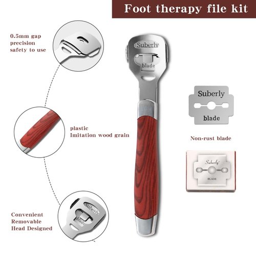 2 Pack Pedicure Callus Shaver Set - Stainless Steel Foot File Callus Remover with 20pcs Blades and Plastic Handle,Foot Care Pedicure,Foot Callus Shaver Hard Skin Remover
