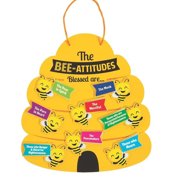 HAPPY DEALS ~ Bee-Attitude Sign Craft Kits | 12 Pack | 8 Inch | Religious Crafts for Kids
