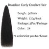 Brazilian Curly Braids Crochet Twist Hair 30inches 3Packs Afro Kinky Curly Braiding Hair Extensions Deep Curly Crochet Hair Synthetic Water Wave Braid Hair(30Inch,2#)
