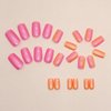 MISUD Square Press on Nails Medium Fake Nails Glossy Glue on Nails Bright Pink Orange Ombre Chrome Acrylic Nails Pearl Flash Artificial Nails Squoval Aurora False Nails with Design 24 pcs