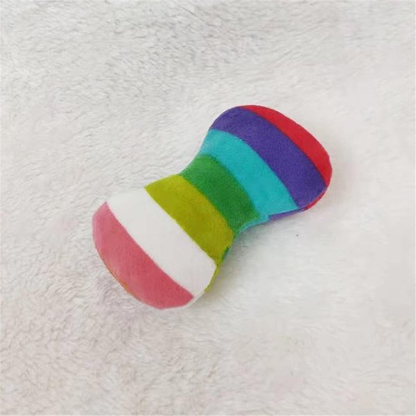Jinshining 2 Pcs Colourful Dog Plush Vocal Toy Rainbow Dog Bone-Shape Chewing Toy Pet Supplies for Pet Playing Use Adorable Quality and Practical Attractive and Professional Dog Chew Toys，Dogs Toys