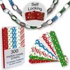 300 Christmas-Themed Paper Chain Strips for Crafting. No Glue or Tape Needed. Kid Friendly & Family Fun. 10 Winter Patterns. Yields Over 50 Feet of Paper Chains for Party Decorations (Christmas)